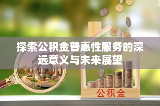 大城探索公积金普惠性服务的深远意义与未来展望